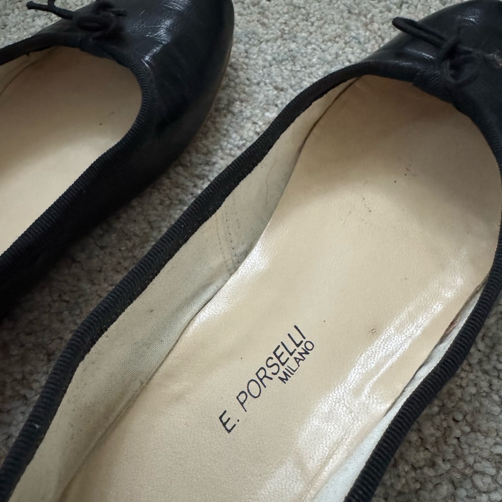 E. Porselli Black Leather Ballet Flats, size 36 - Picture 6 of 6